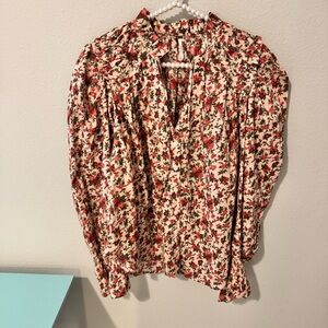 Free People Cream Floral Blouse